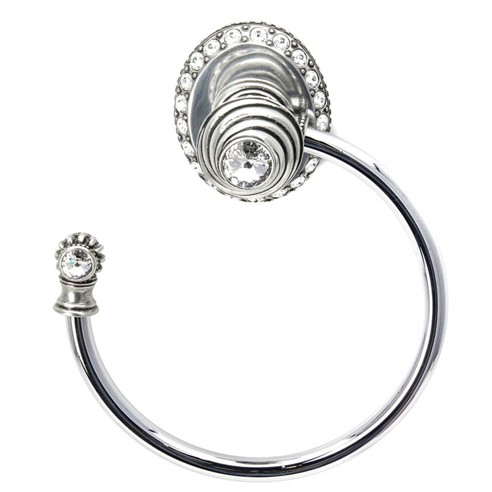 Cache Ll Large Swing Towel Smooth Ring Left With 42 Rivoli Swarovski Clear Crystals