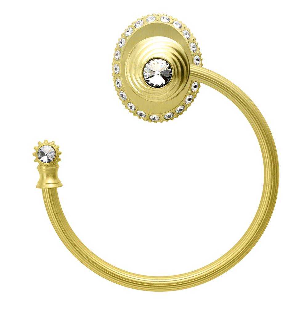 Carpe Diem Hardware - Cache Ll Large Swing Towel Reeded Ring Left w/ 42 Rivoli Swarovski Crystals - Soft Gold
