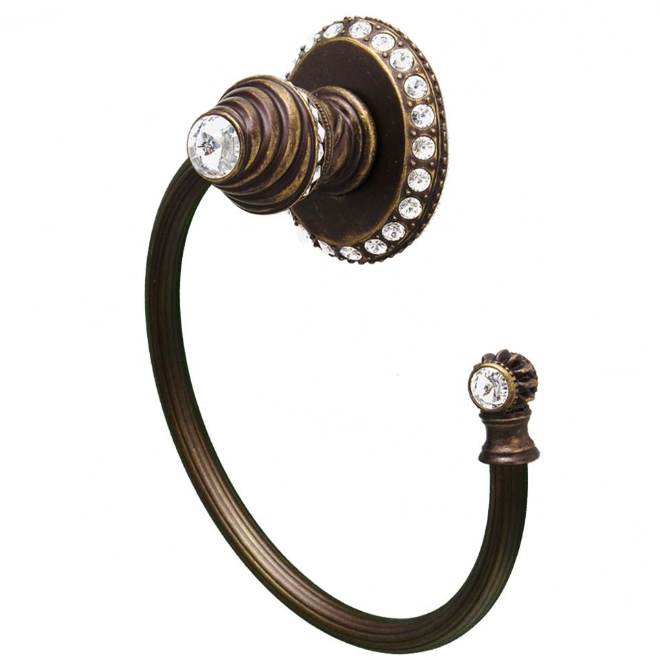 Cache Ll Large Swing Towel Reeded Ring Right With 42 Rivoli Swarovski Clear Crystals