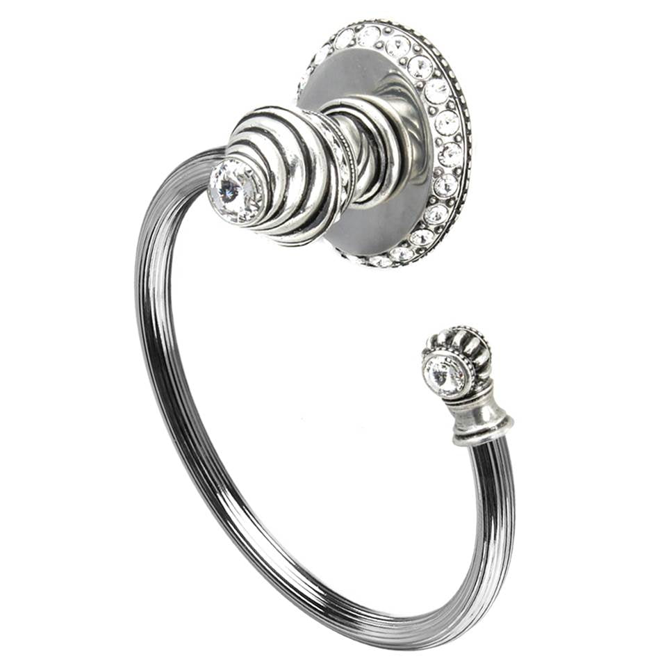 Carpe Diem Hardware - Cache Ll Large Swing Towel Reeded Ring Right w/ 42 Rivoli Swarovski Crystals - Chalice