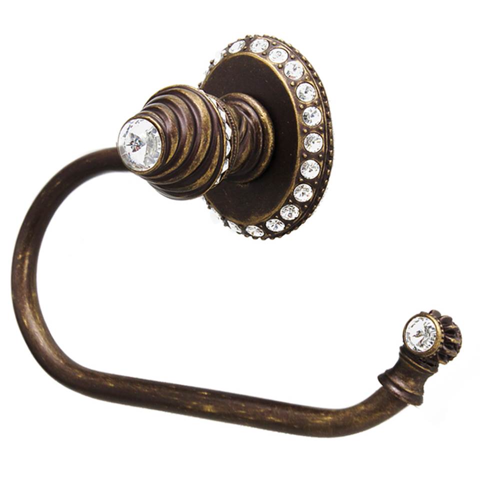 Carpe Diem Hardware - Cache Ll Large Swing Tissue Smooth Ring Right w/ 42 Rivoli Swarovski Crystals - Antique Brass