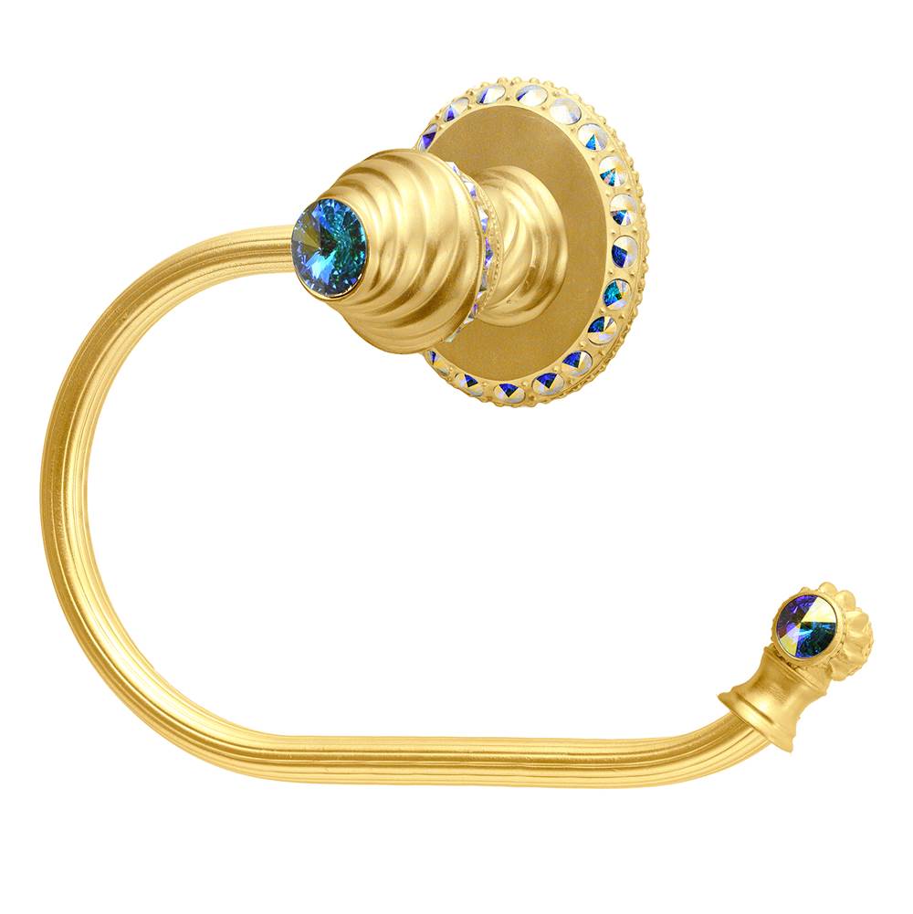 Carpe Diem Hardware - Cache Ll Large Swing Tissue Reeded Ring Right With 42 Rivoli Swarovski Aurore Boreale Crystals - Gilded Mercury