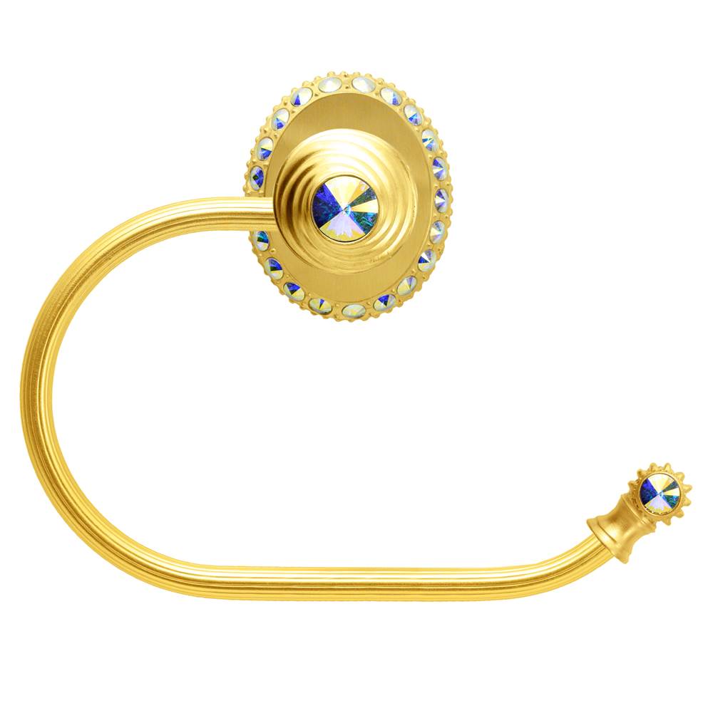 Cache Ll Large Swing Tissue Reeded Ring Right With 42 Rivoli Swarovski Aurore Boreale Crystals