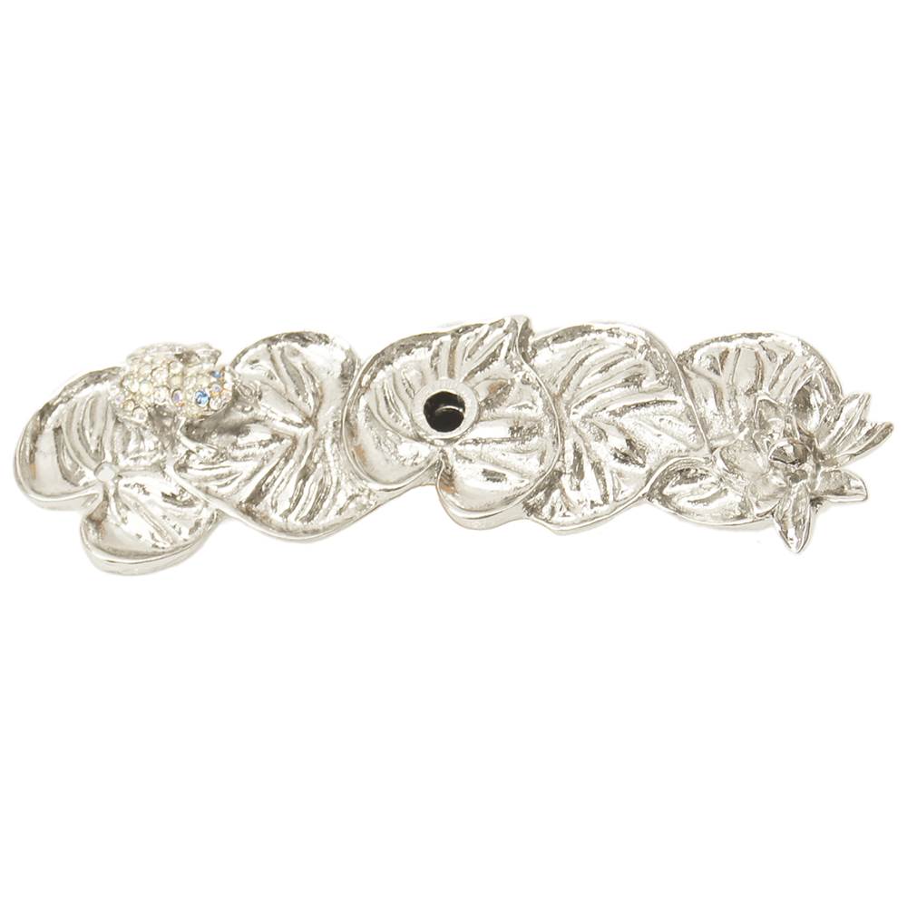 Carpe Diem Hardware - Carpe Diem 2582-24Cab In The Garden Platinum Lily Pad and Frog Medium Elongated Back Plate Made W/ Swarovski Crystals - Platinum