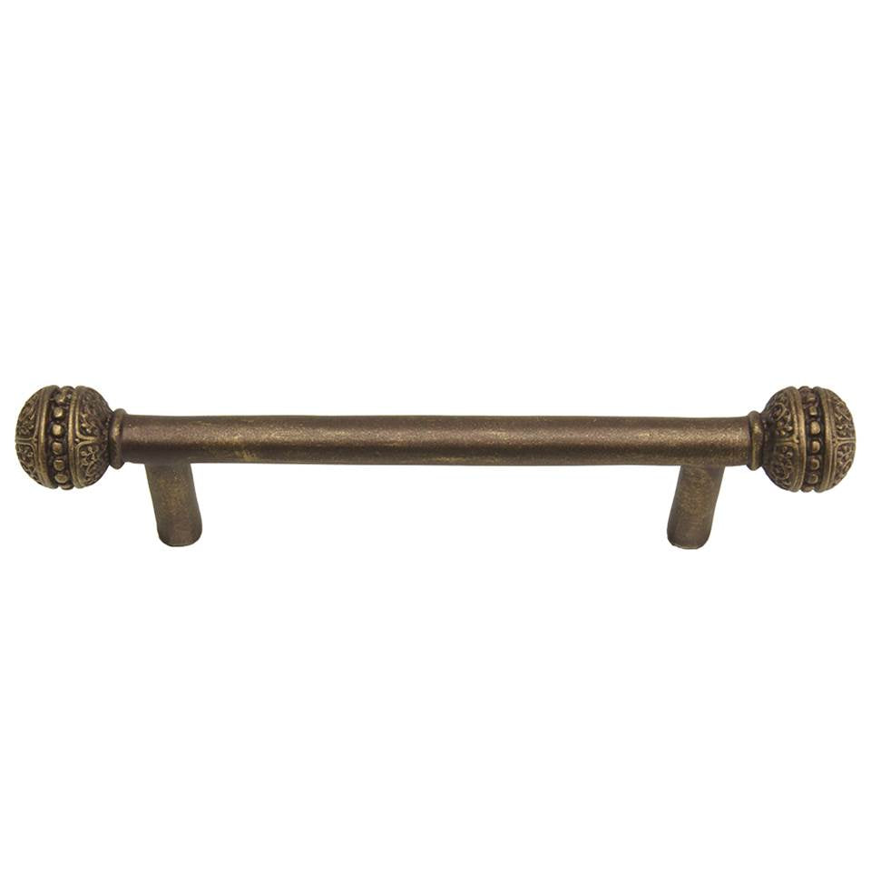 Carpe Diem Hardware - Millennium 4'' O.C. Pull, Millennium Caps On End - Antique Brass