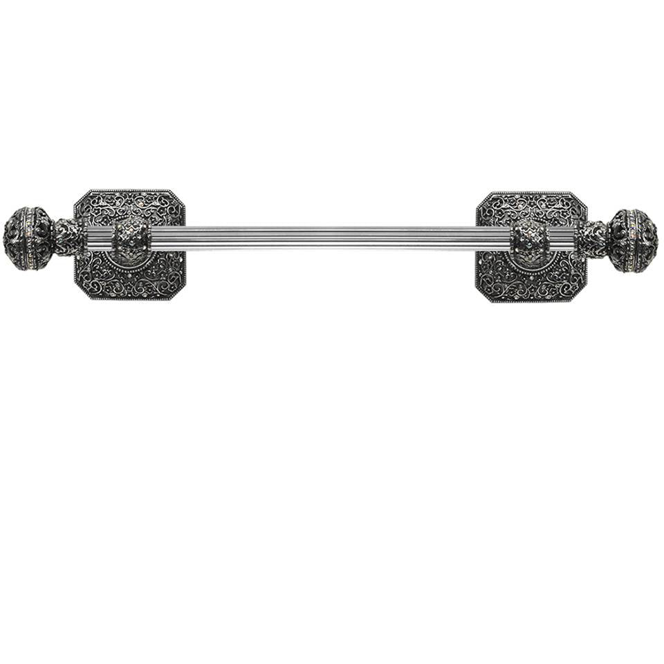 Carpe Diem Hardware - Juliane Grace 16'' O.C. (Approximately) Towel Bar With 350 Swarovski Clear and Aurore Boreale Crystals With 5/8'' Reeded Center - Chalice
