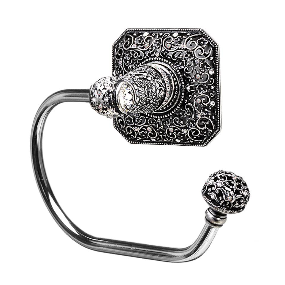 Juliane Grace Swing Tissue Smooth Ring Right With 131 Swarovski Clear and Aurore Boreale Crystals