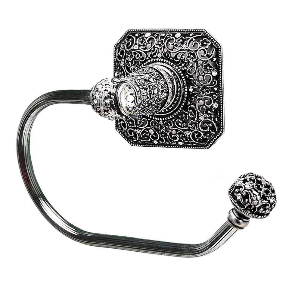 Juliane Grace Swing Tissue Reeded Ring Right With 131 Swarovski Clear and Aurore Boreale Crystals