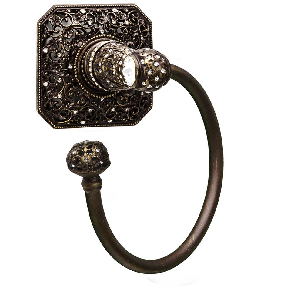 Juliane Grace Swing Towel Reeded Ring Left With 131 Swarovski Clear Crystals