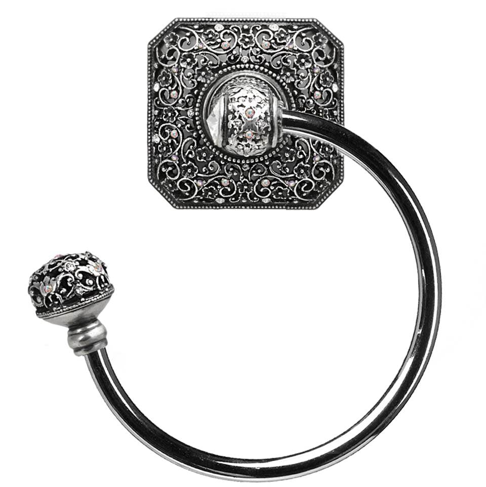 Carpe Diem Hardware - Juliane Grace Swing Towel Smooth Ring Left With 131 Swarovski Clear and Aurore Boreale Crystals - Chalice