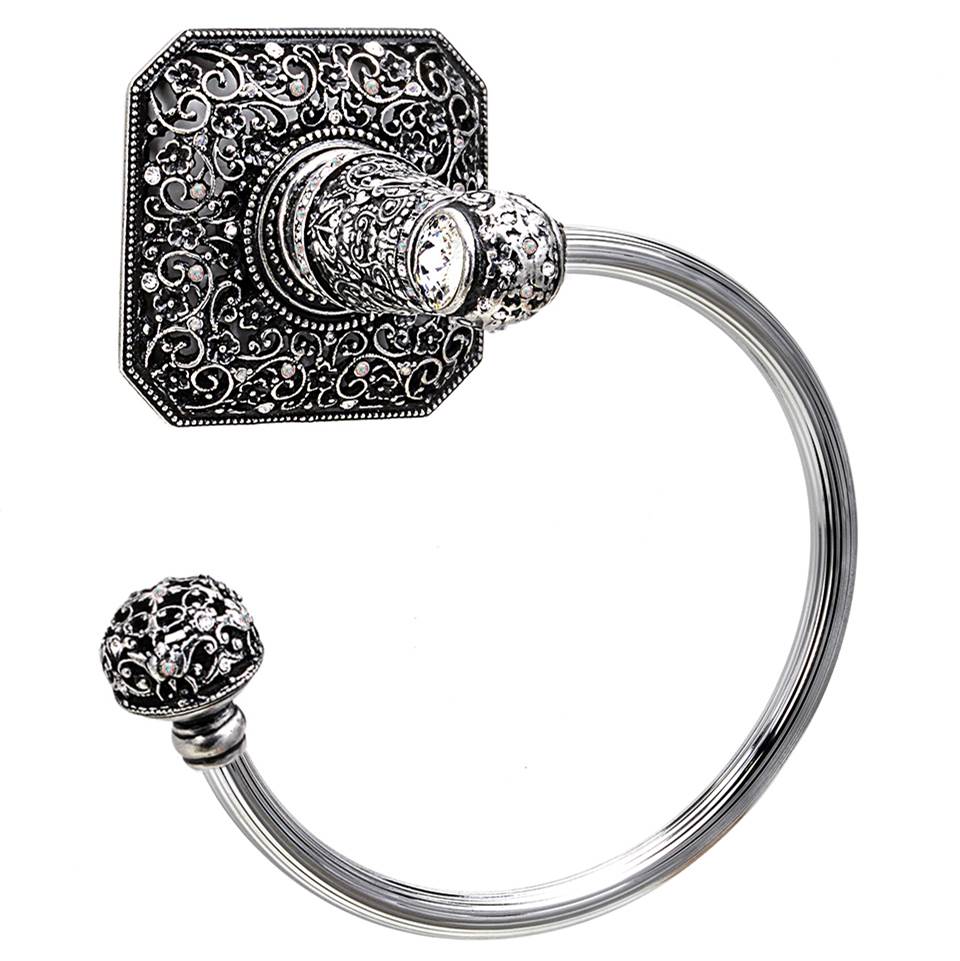 Juliane Grace Swing Towel Reeded Ring Left With 131 Swarovski Clear and Aurore Boreale Crystals
