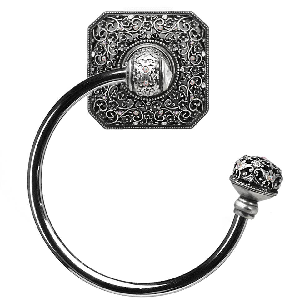 Carpe Diem Hardware - Juliane Grace Swing Towel Smooth Ring Right With 131 Swarovski Clear and Aurore Boreale Crystals - Chalice
