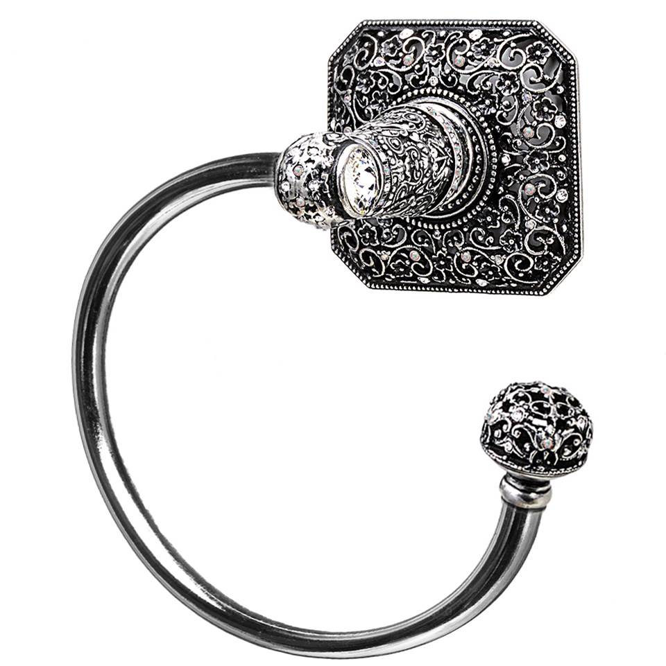 Juliane Grace Swing Towel Smooth Ring Right With 131 Swarovski Clear and Aurore Boreale Crystals