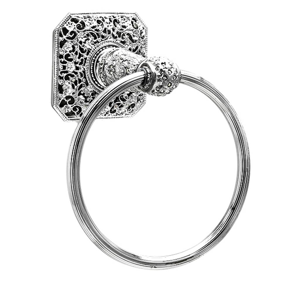 Carpe Diem Hardware - Juliane Grace Full Swing Towel Smooth Ring w/ Swarovski Crystals - Platinum