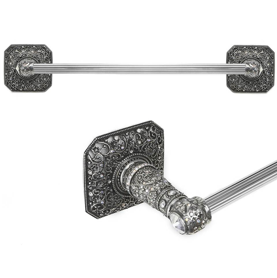 Carpe Diem Hardware - Juliane Grace 36'' O.C. (Approximately) Towel Bar With 213 Swarovski Clear and Aurore Boreale Crystals With 5/8'' Reeded Center - Chalice