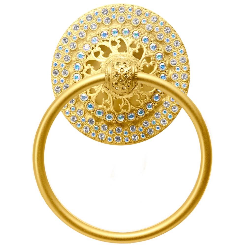 Carpe Diem Hardware - Juliane Grace Ii Full Swing Towel Smooth Ring With Swarovski Clear and Aurore Boreale Crystals - Gilded Mercury