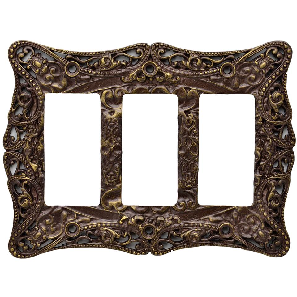 Carpe Diem Hardware - Acanthus Triple Rocker/Gfi Switchplate - Chalice