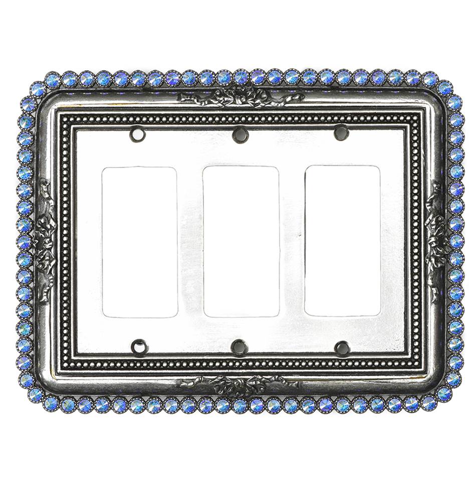 Carpe Diem Hardware - Carpe Diem 5105-9Ab Cache Chalice Triple Rocker/Gfi Switchplate With 84 Swarovski Crystals - Chalice