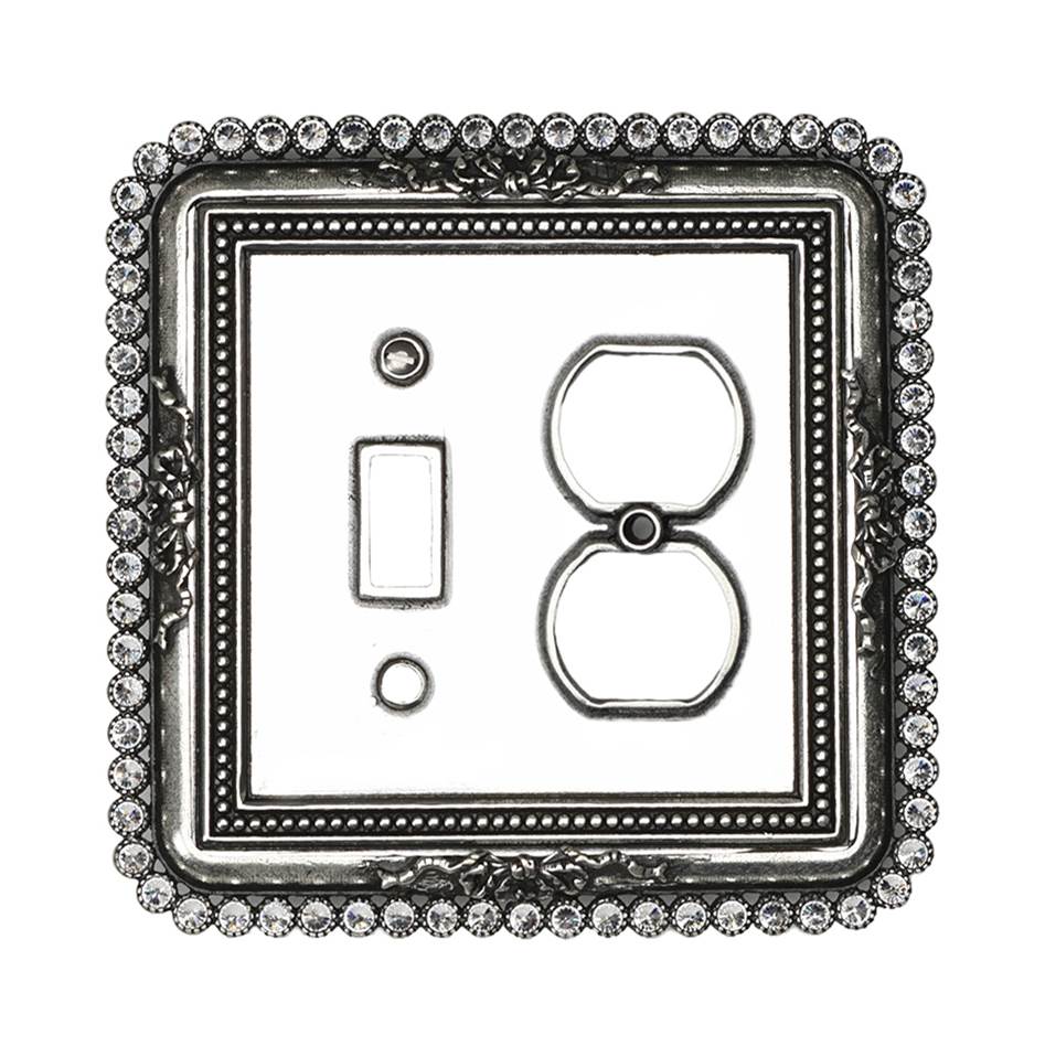 Carpe Diem Hardware - Carpe Diem 5108-9C Cache Chalice Single Toggle And Single Duplex Outlet With 74 Swarovski Crystals - Chalice