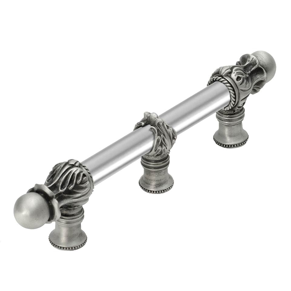 Carpe Diem Hardware - Acanthus 6'' O.C. (Approx.) With 5/8'' Smooth Center Long Pull Romanesque Style With Center Brace - Satin
