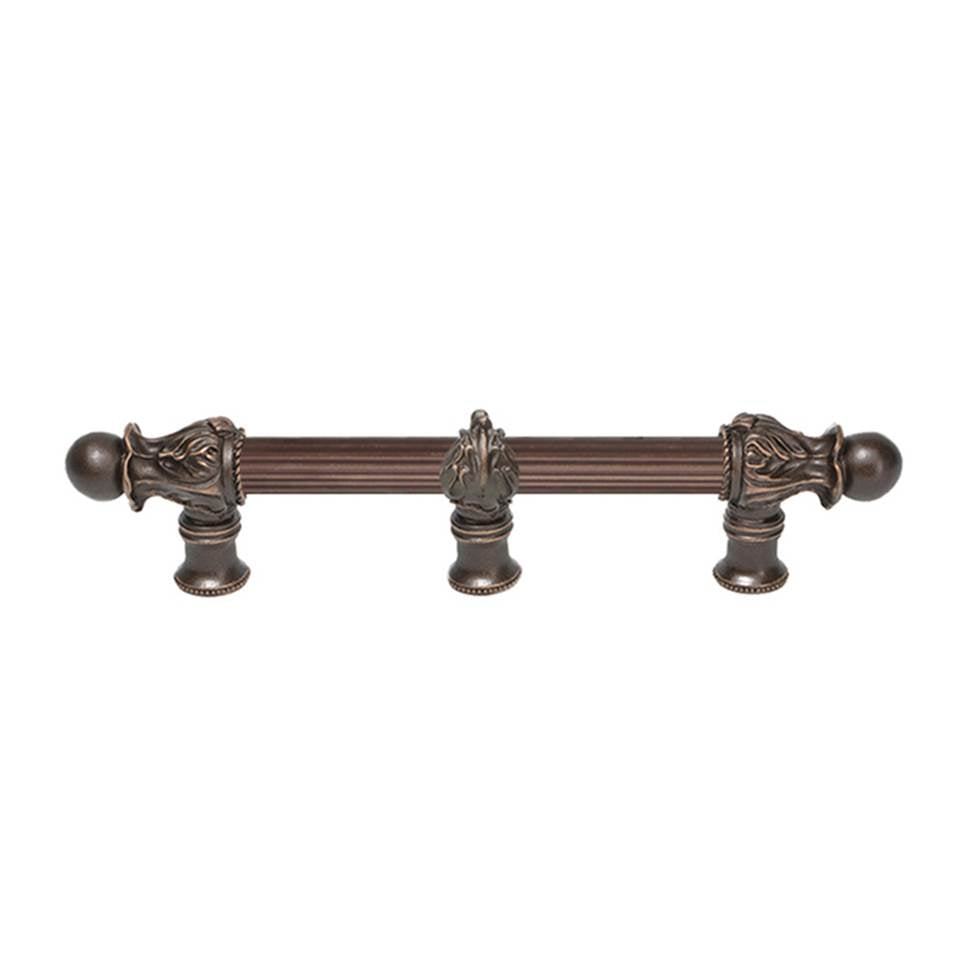 Carpe Diem Hardware - Acanthus 6'' O.C. (Approx.) With 5/8'' Reeded Center Long Pull Romanesque Style With Center Brace - Oil Rubbed Bronze