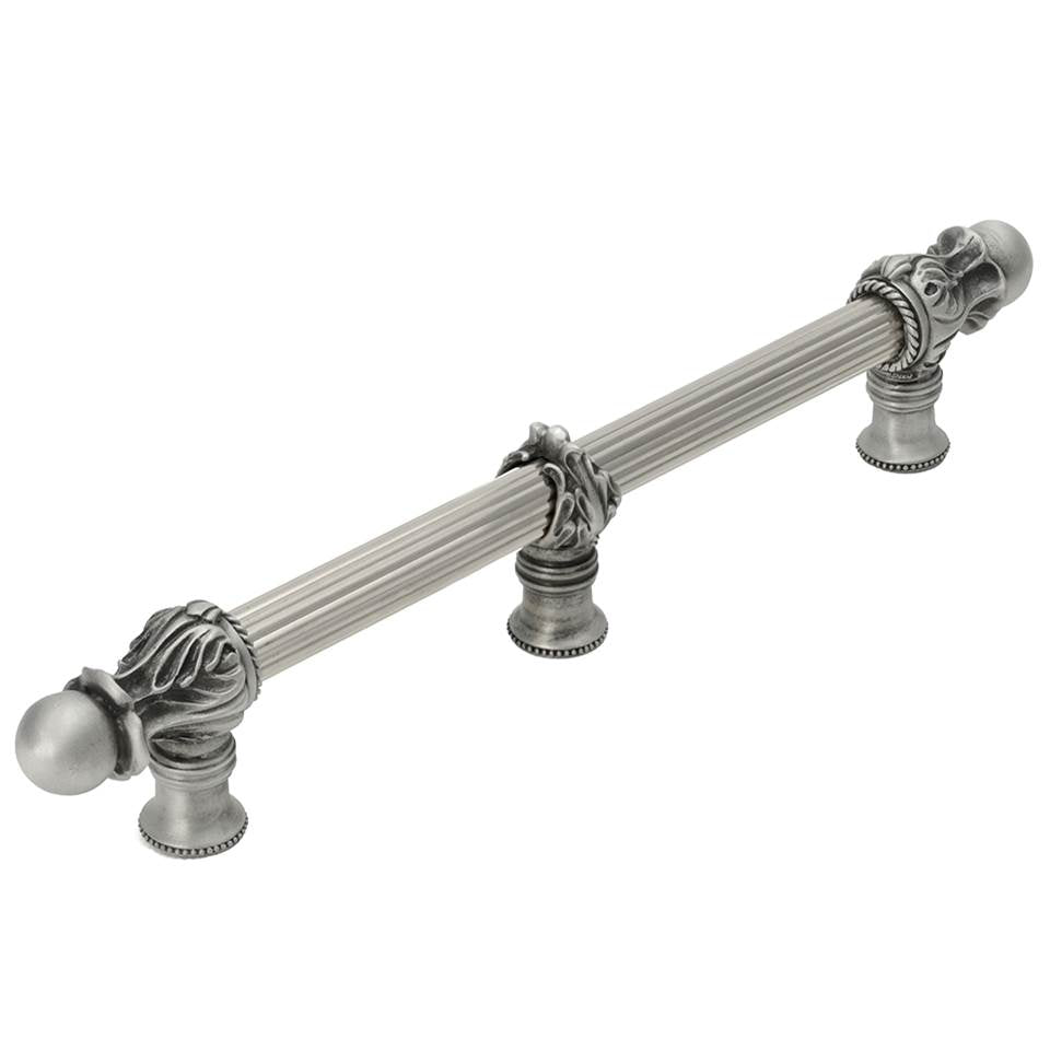 Carpe Diem Hardware - Acanthus 9'' O.C. (Approx.) With 5/8'' Reeded Center Long Pull Romanesque Style With Center Brace - Satin