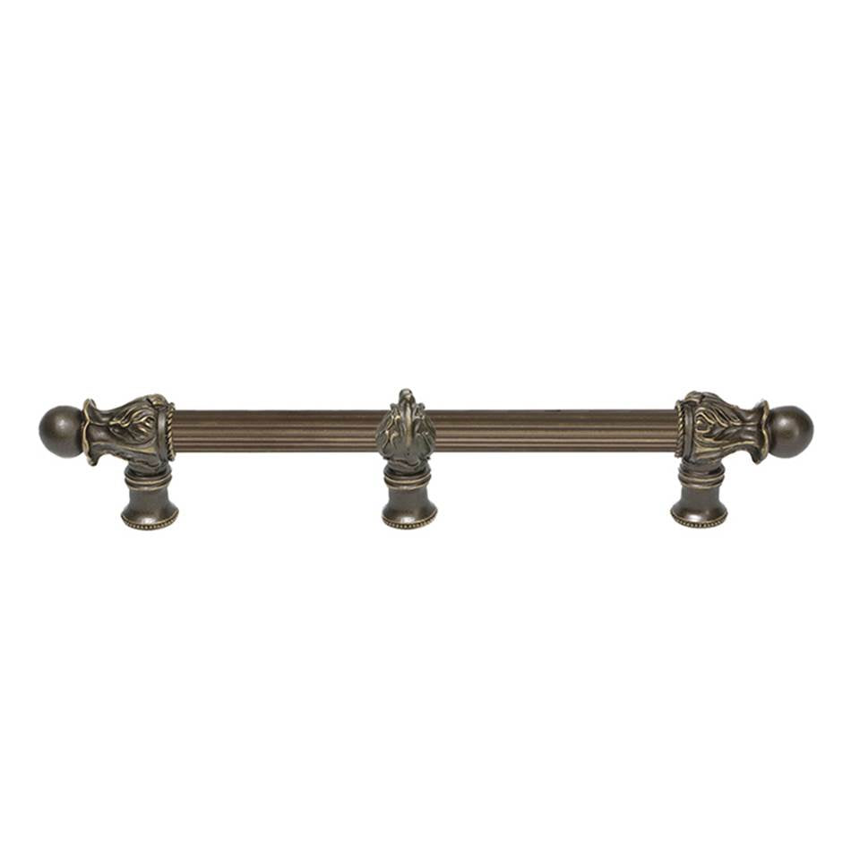 Carpe Diem Hardware - Acanthus 9'' O.C. (Approx.) With 5/8'' Reeded Center and Center Brace Long Pull Romanesque Style In Antique Brass. - Antique Brass