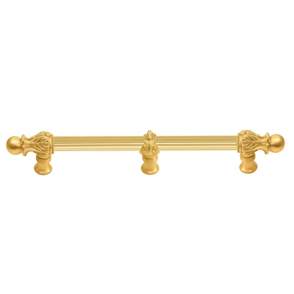 Carpe Diem Hardware - Acanthus 12'' O.C. (Approx.) With 5/8'' Reeded Center and Center Brace Long Pull Romanesque Style In Gilded Mercury. - Gilded Mercury