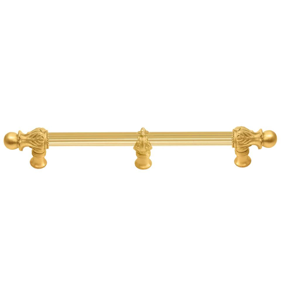 Carpe Diem Hardware - Acanthus 18'' O.C. (Approx.) With 5/8'' Reeded Center and Center Brace Long Pull Romanesque Style In Gilded Mercury. - Gilded Mercury
