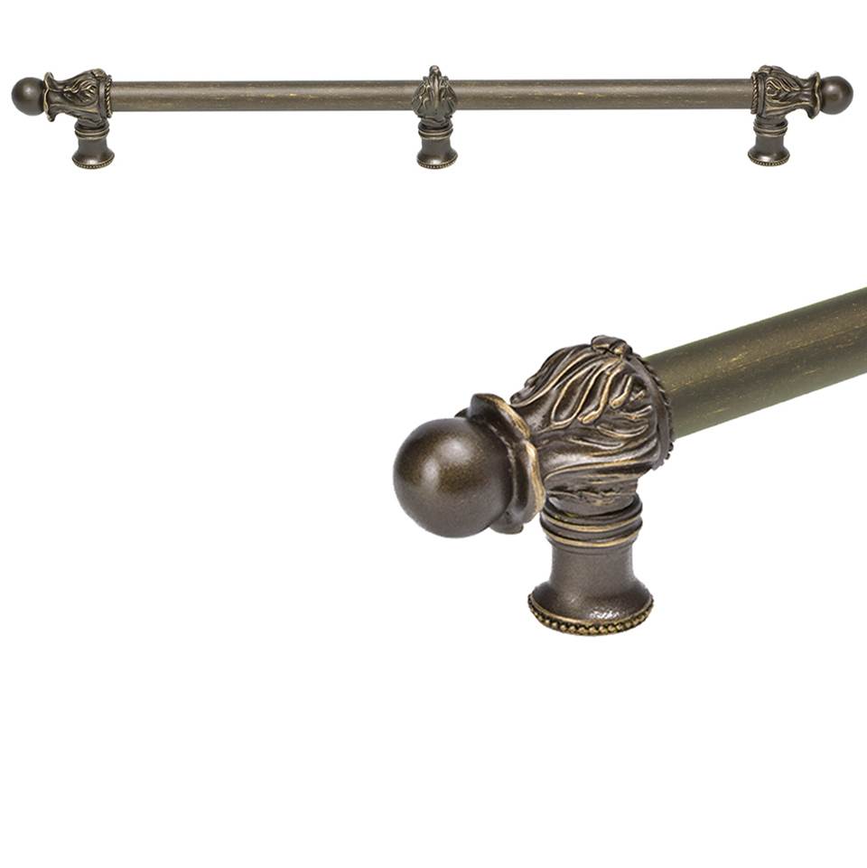 Carpe Diem Hardware - Acanthus 22'' O.C. (Approx.) With 5/8'' Smooth Center and Center Brace Long Pull Romanesque Style In Antique Brass. - Antique Brass