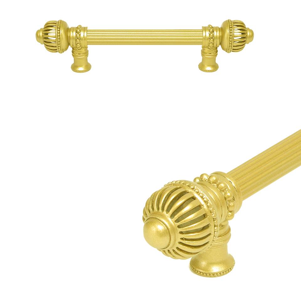 Carpe Diem Hardware - Cricket Cage 6'' O.C. Approx w/ 5/8'' Reeded Center Long Pull Large Finial - Antique Brass