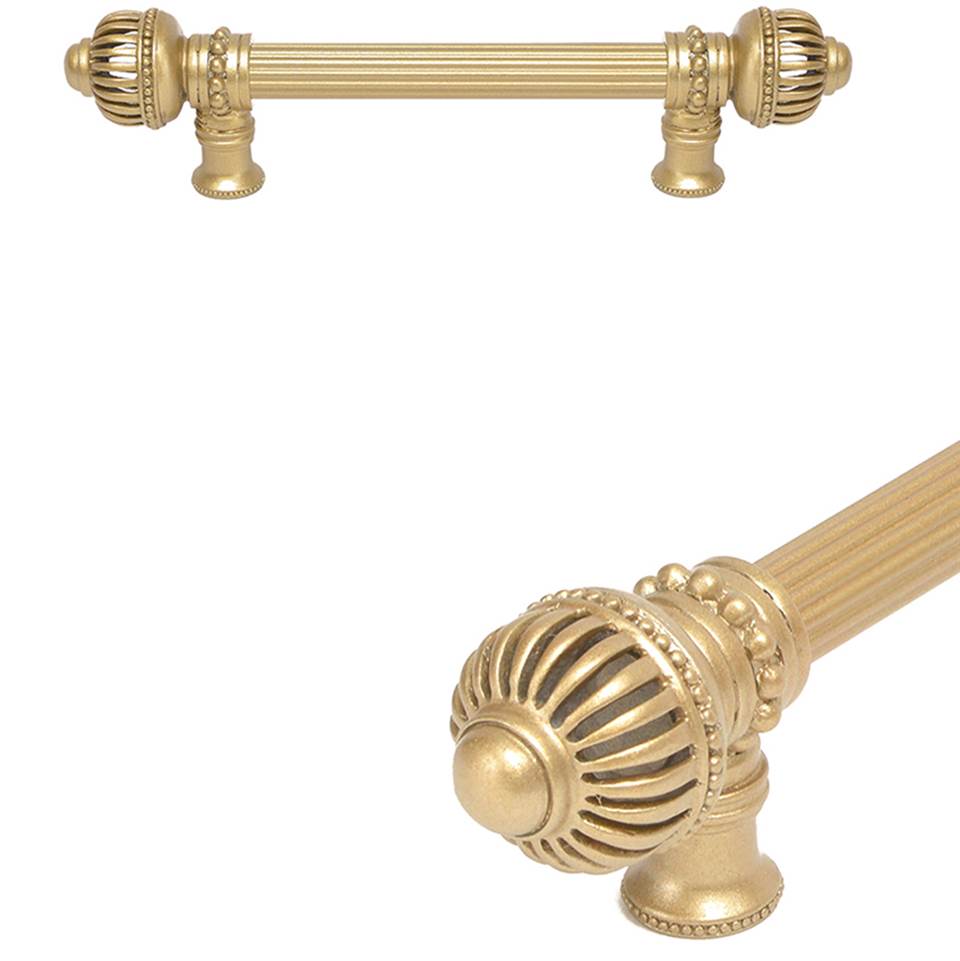 Carpe Diem Hardware - Cricket Cage 6'' O.C. (Approximately) With 5/8'' Reeded Center Long Pull Large Finial In Soft Gold. - Soft Gold