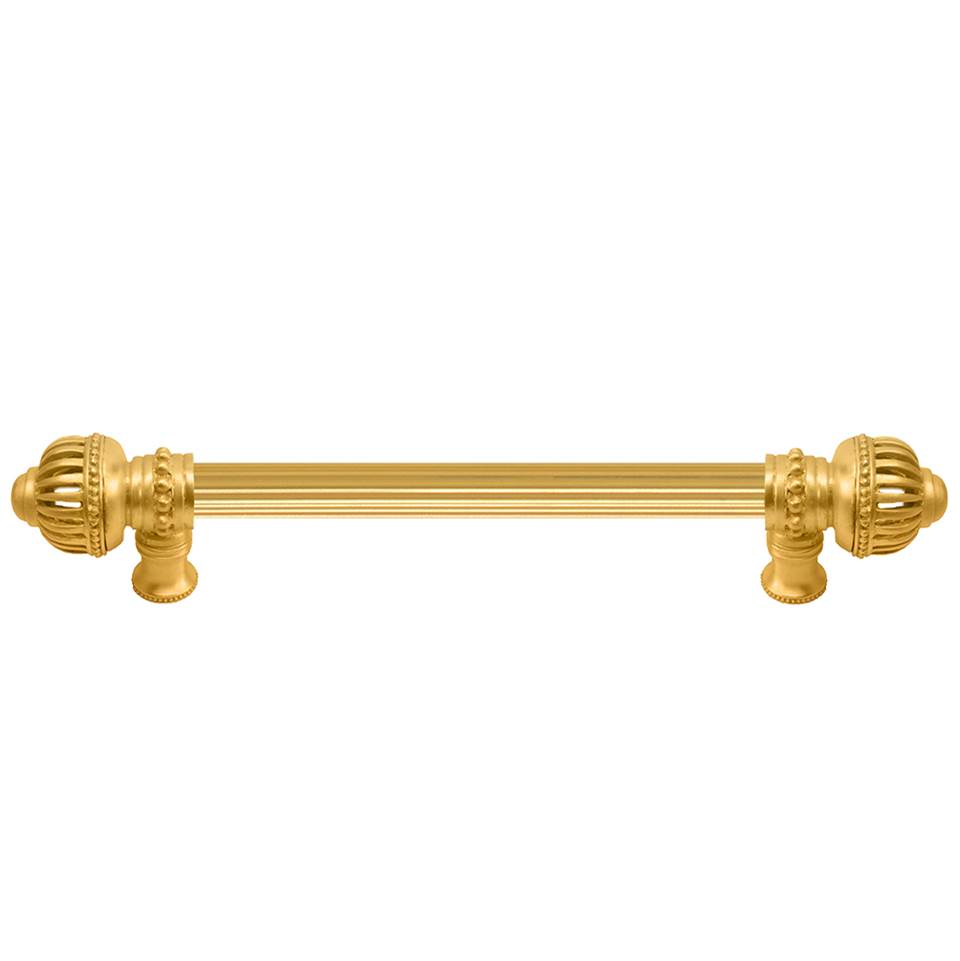 Carpe Diem Hardware - Cricket Cage 6'' O.C. (Approximately) With 5/8'' Reeded Center Long Pull Large Finial In Gilded Mercury. - Gilded Mercury