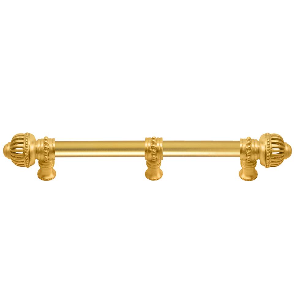 Carpe Diem Hardware - Cricket Cage 6'' O.C. (Approximately) With 5/8'' Smooth Center Long Pull and Center Brace Large Finial In Gilded Mercury. - Gilded Mercury