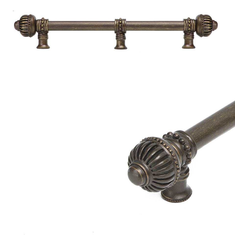Carpe Diem Hardware - Cricket Cage 9'' O.C. (Approximately) With 5/8'' Smooth Center Long Pull and Center Brace Large Finial In Antique Brass. - Antique Brass