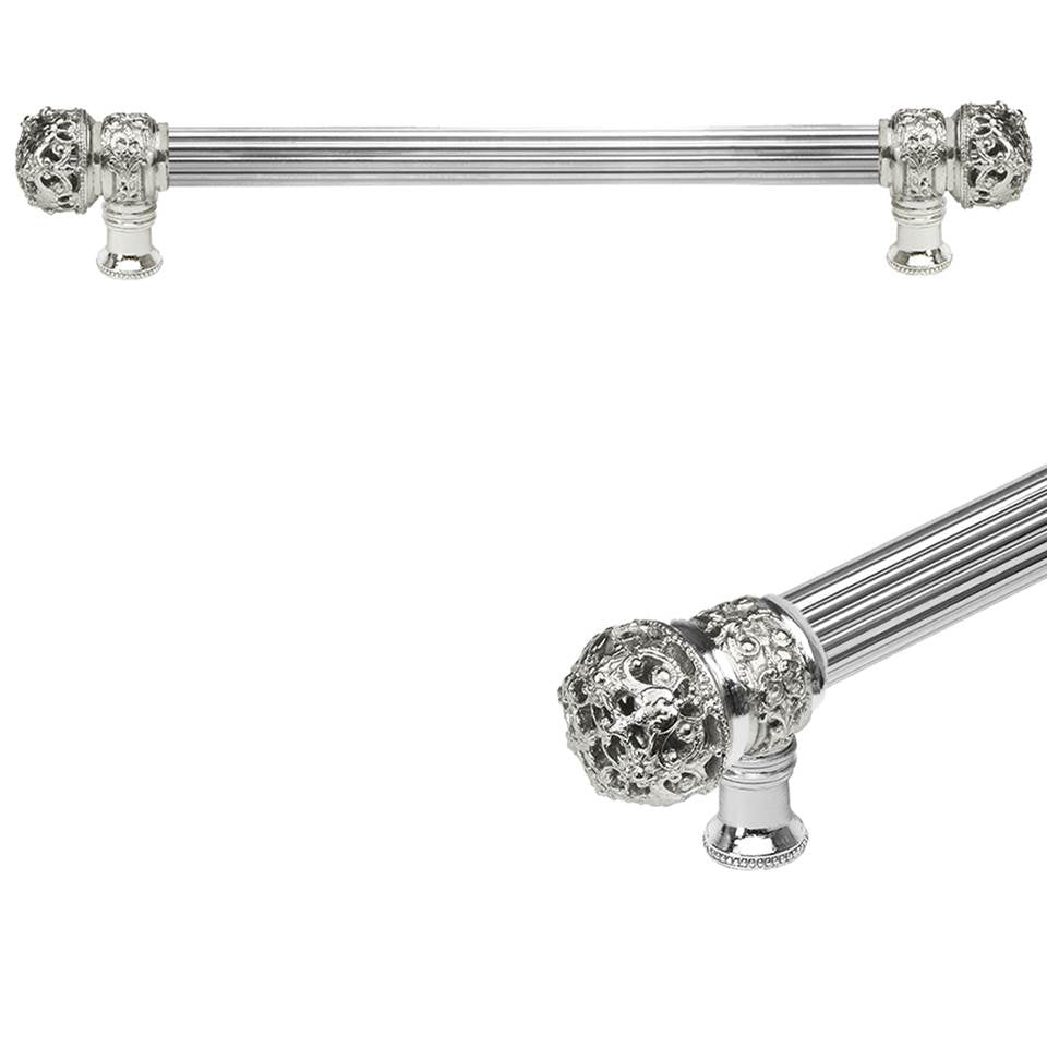 Carpe Diem Hardware - Juliane Grace 12'' O.C. (Approximately) With 5/8'' Reeded Center Long Pull Small Finial In Platinum. - Platinum