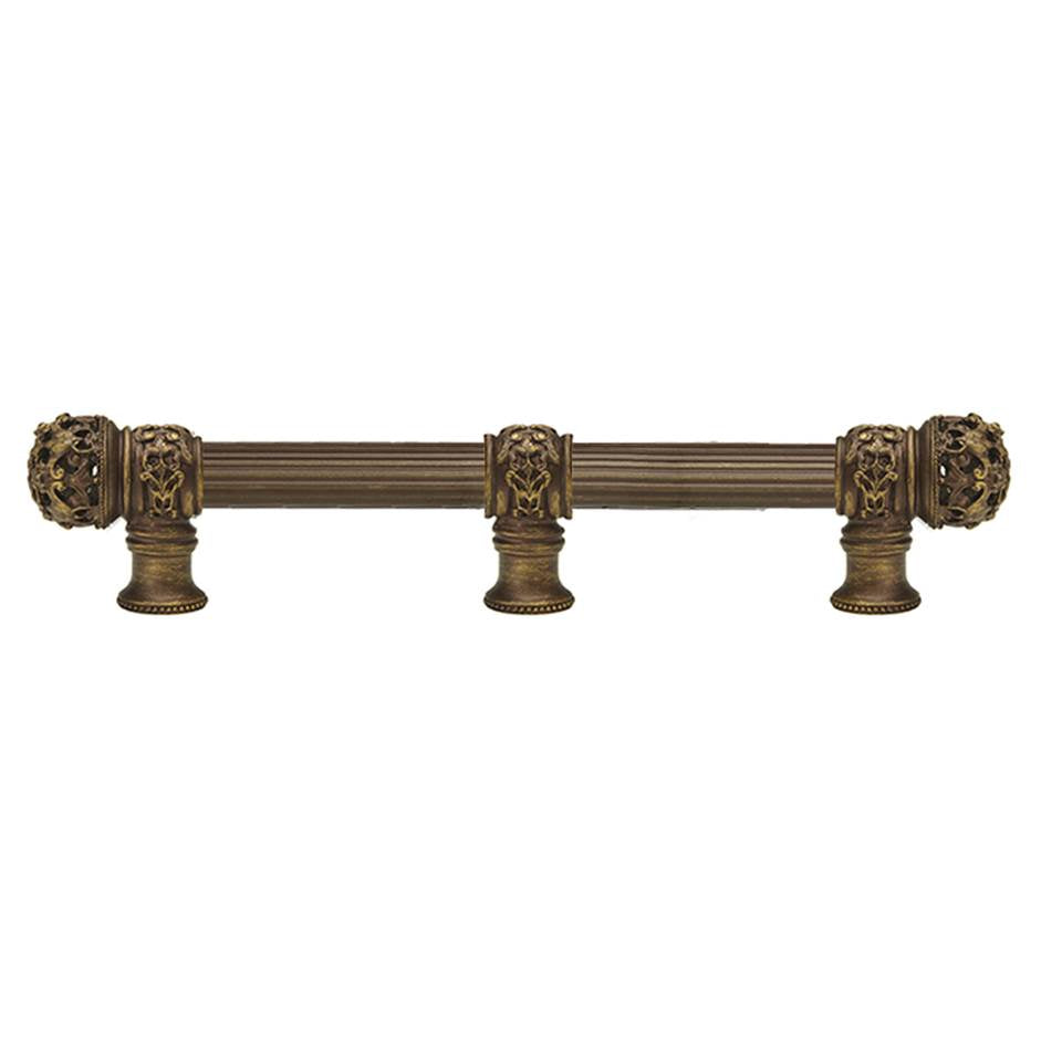 Carpe Diem Hardware - Juliane Grace 9'' O.C. (Approximately) With 5/8'' Reeded Center Long Pull and Center Brace Small Finial In Antique Brass. - Antique Brass