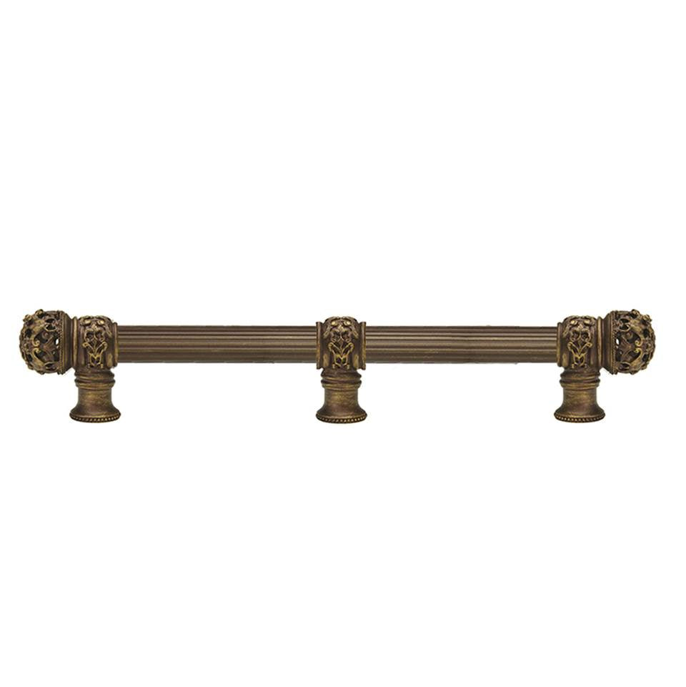 Carpe Diem Hardware - Juliane Grace 12'' O.C. (Approximately) With 5/8'' Reeded Center Long Pull and Center Brace Small Finial In Antique Brass. - Antique Brass