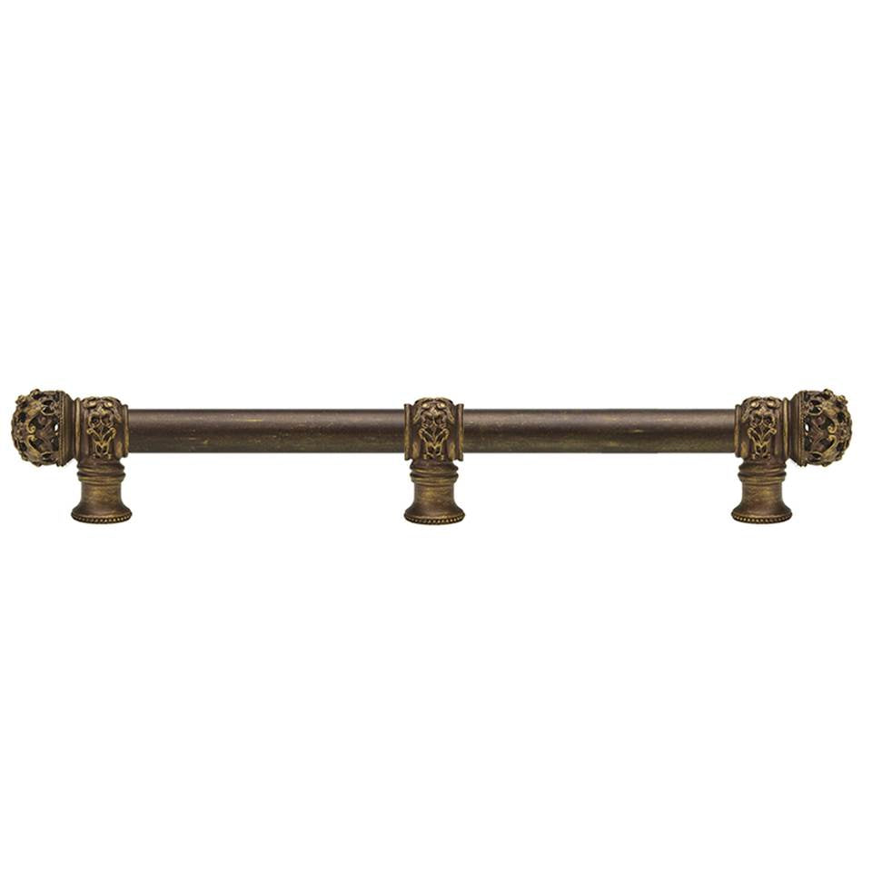 Carpe Diem Hardware - Juliane Grace 18'' O.C. (Approximately) With 5/8'' Smooth Center Long Pull and Center Brace Small Finial In Antique Brass. - Antique Brass