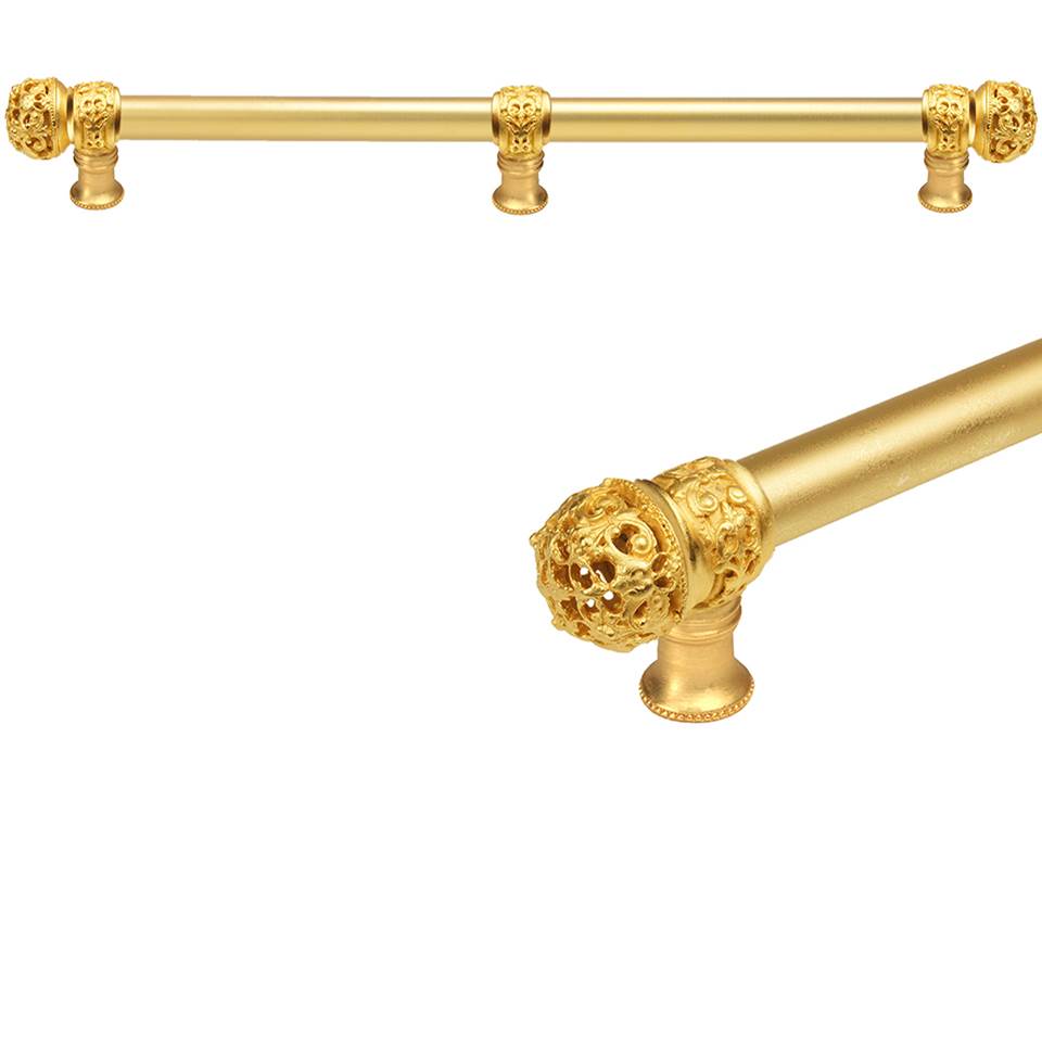Carpe Diem Hardware - Juliane Grace 22'' O.C. (Approximately) With 5/8'' Smooth Center Long Pull and Center Brace Small Finial In Gilded Mercury. - Gilded Mercury