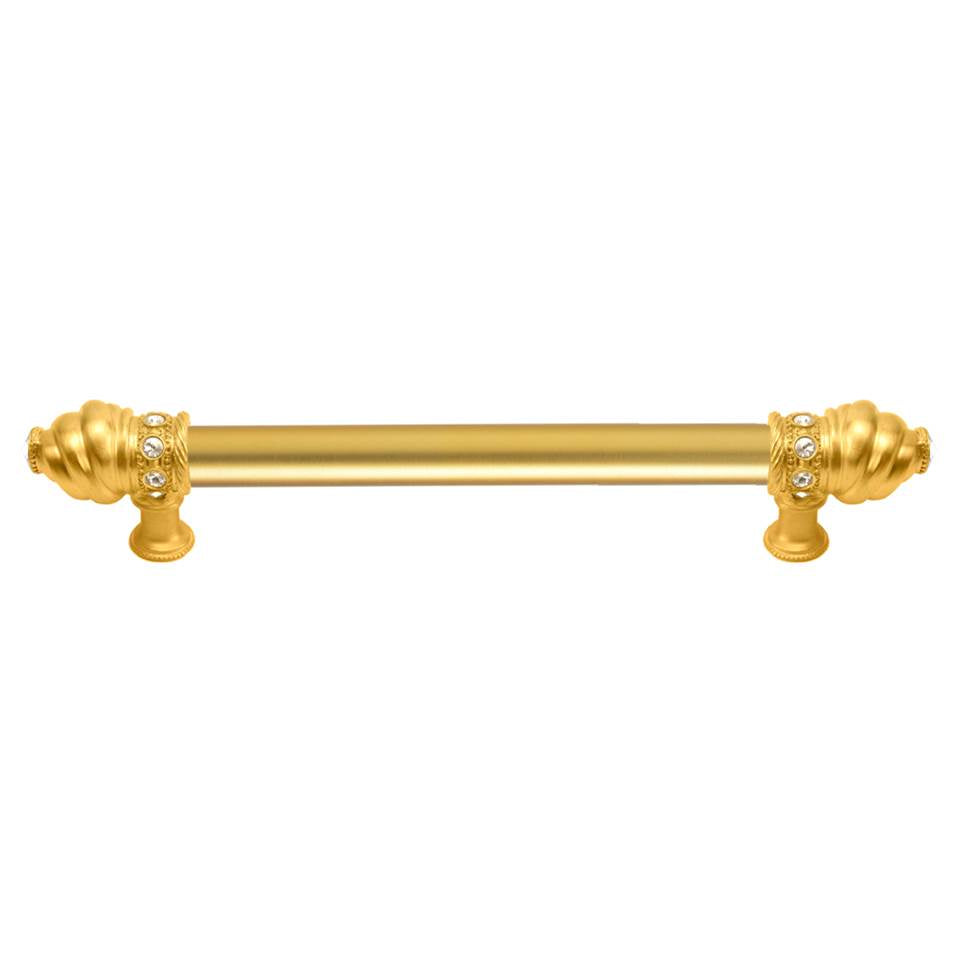 Carpe Diem Hardware - Cache 6'' O.C. (Approximately) With 5/8'' Smooth Center Long Pull With 16 Rivoli Swarovski Clear Crystals In Gilded Mercury. - Gilded Mercury