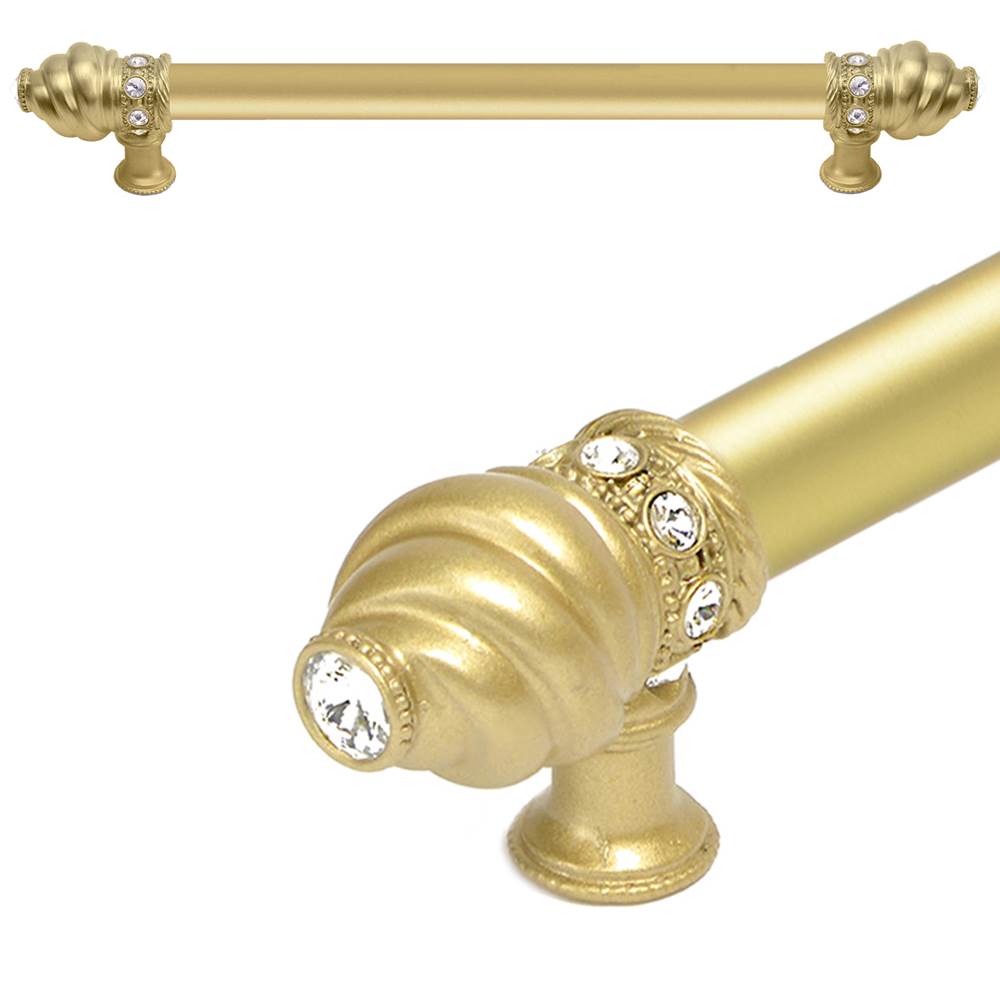 Carpe Diem Hardware - Cache 9'' O.C. (Approximately) With 5/8'' Smooth Center Long Pull With 16 Rivoli Swarovski Clear Crystals In Soft Gold - Soft Gold