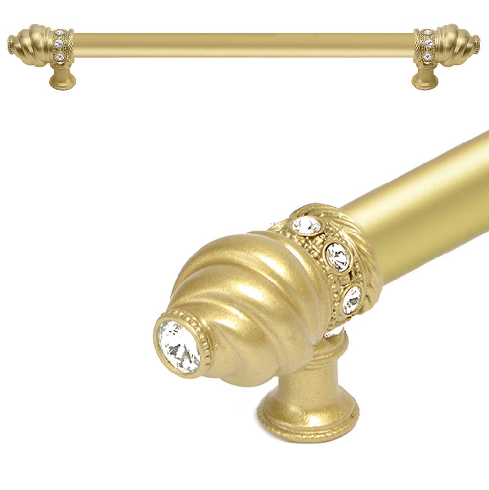 Carpe Diem Hardware - Cache 12'' O.C. (Approximately) With 5/8'' Smooth Center Long Pull With 16 Rivoli Swarovski Clear Crystals In Soft Gold - Soft Gold