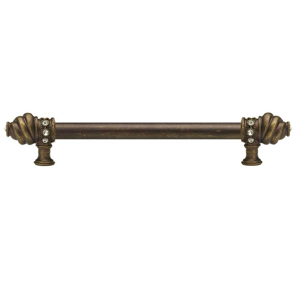 Carpe Diem Hardware - Cache 12'' O.C. Approx w/ 5/8'' Smooth Center Long Pull w/ 16 Rivoli Swarovski Crystals - Antique Brass