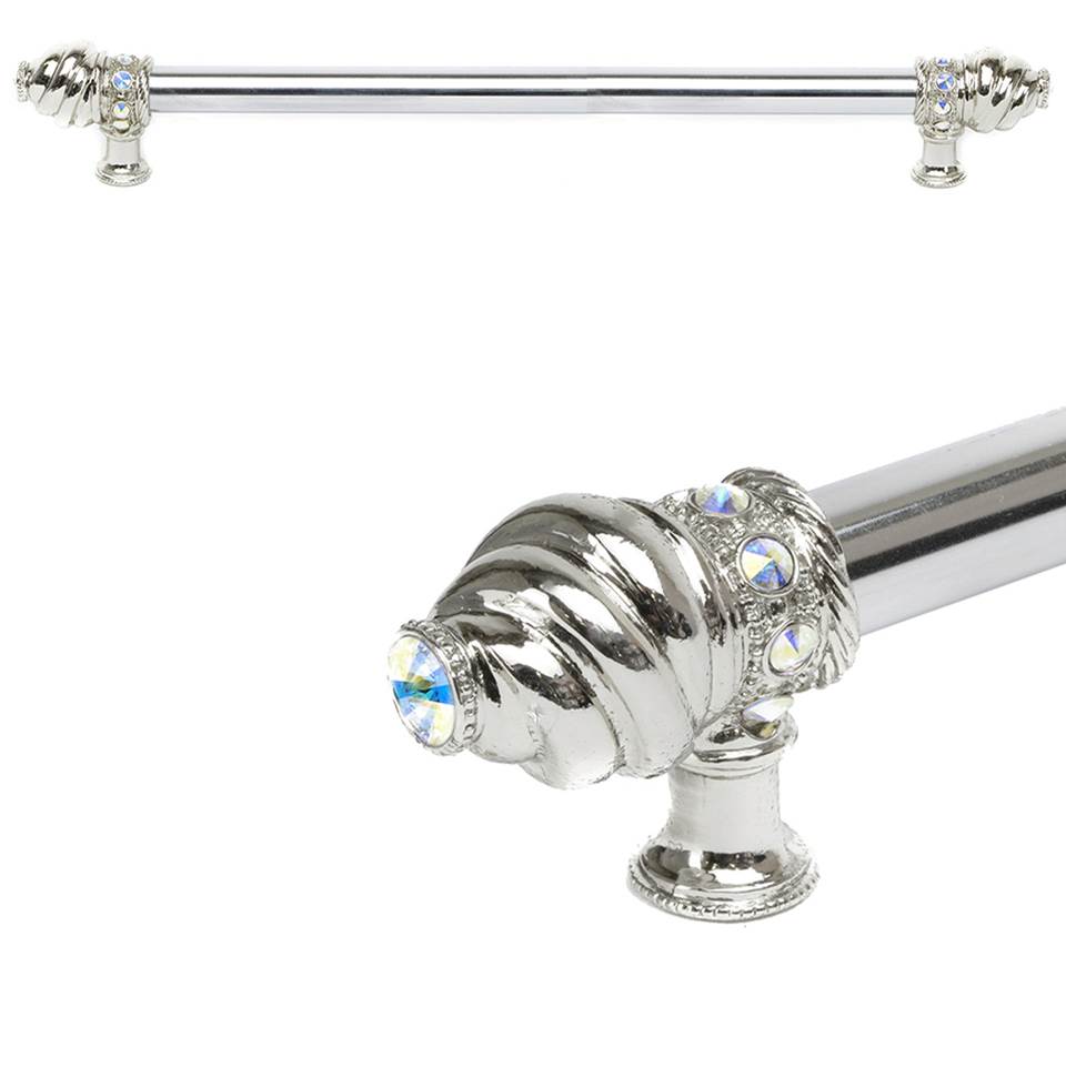 Carpe Diem Hardware - Cache 18'' O.C. (Approximately) With 5/8'' Smooth Center Long Pull With 16 Rivoli Swarovski Aurore Boreale Crystals - Platinum