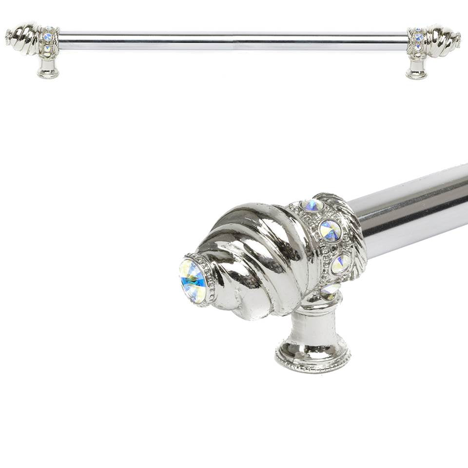 Carpe Diem Hardware - Cache 22'' O.C. (Approximately) With 5/8'' Smooth Center Long Pull With 16 Rivoli Swarovski Aurore Boreale Crystals - Platinum