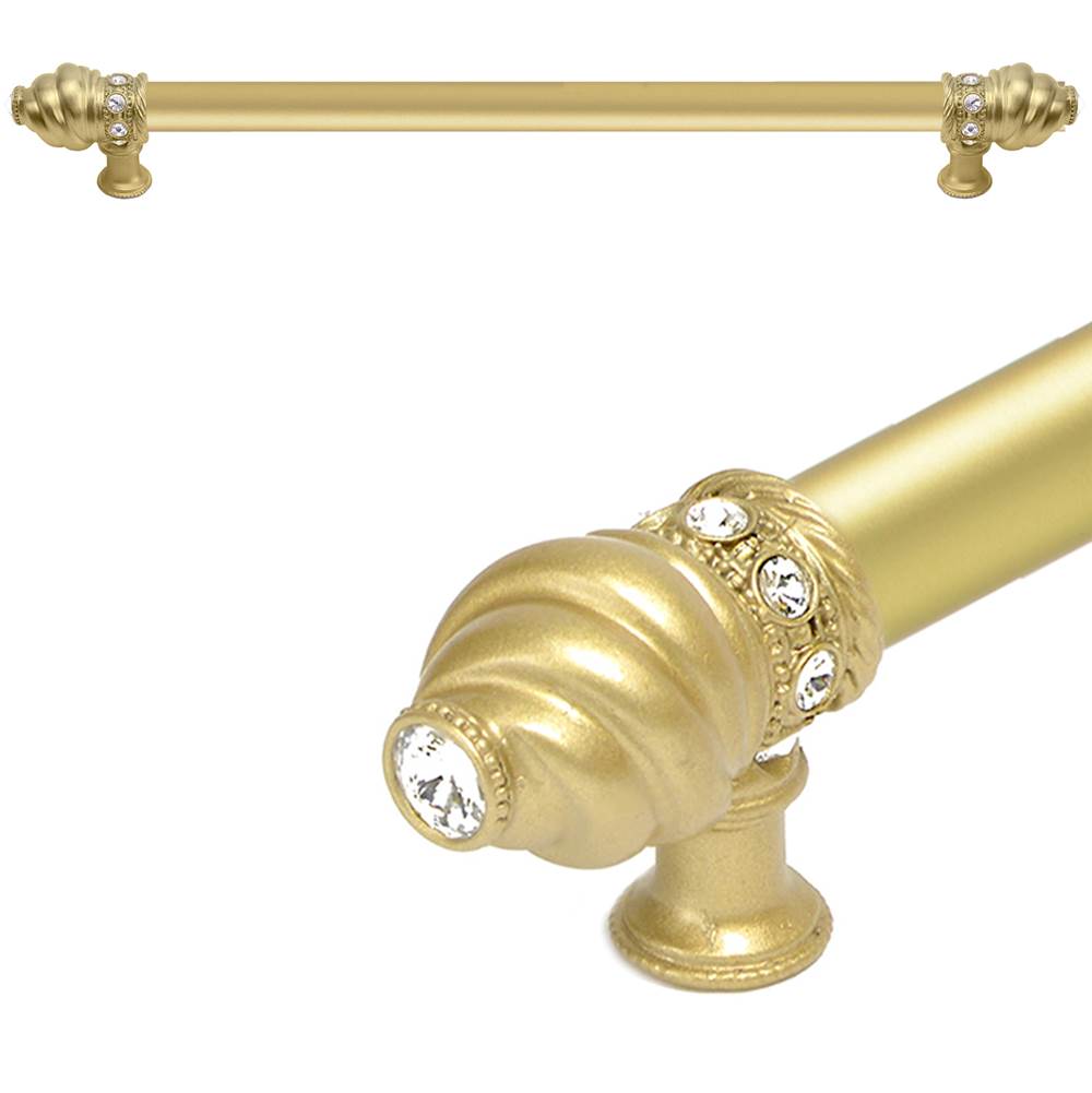 Carpe Diem Hardware - Cache 22'' O.C. (Approximately) With 5/8'' Smooth Center Long Pull With 16 Rivoli Swarovski Clear Crystals In Soft Gold - Soft Gold