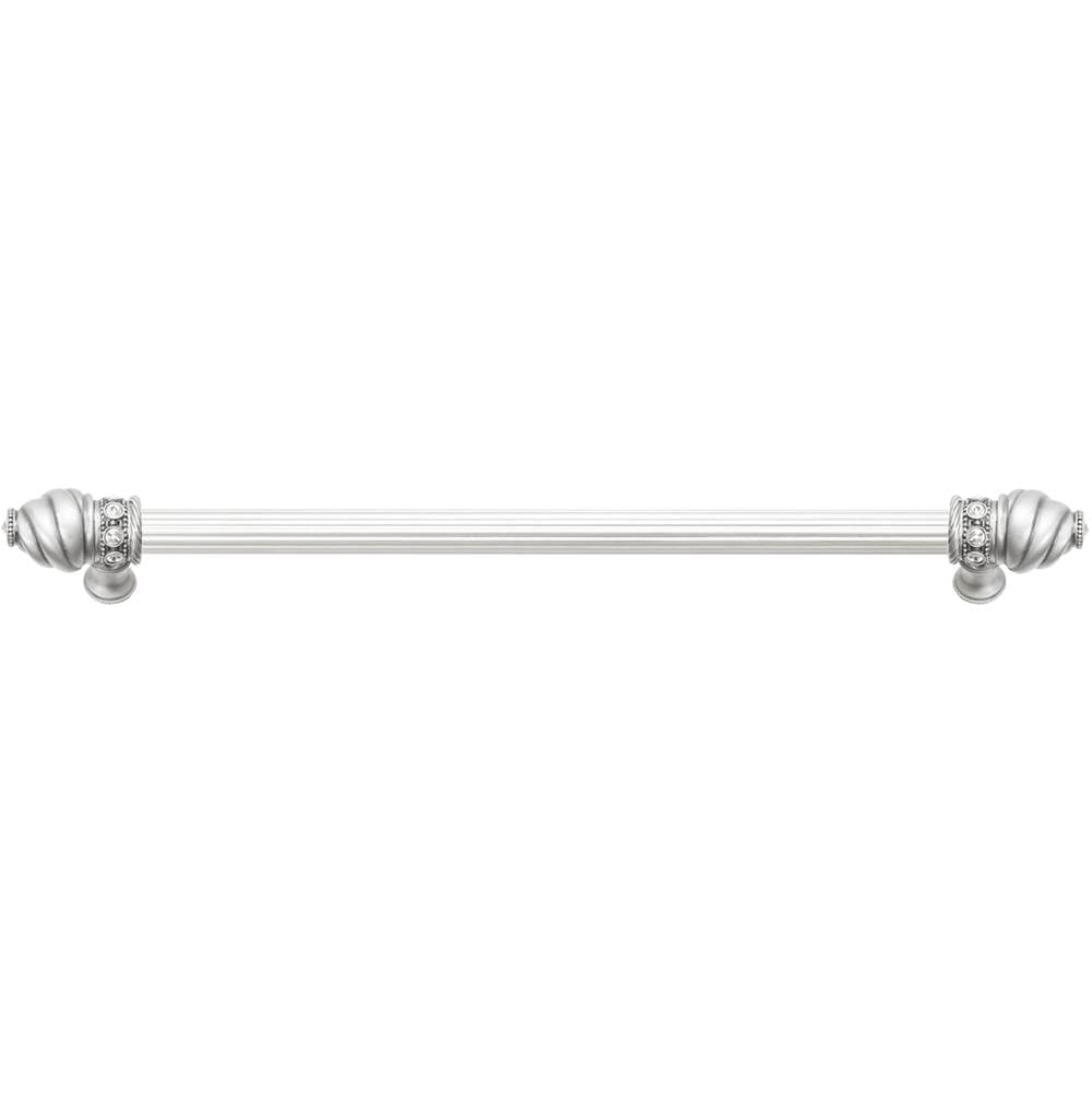 Carpe Diem Hardware - Cache 22'' O.C. (Approximately) With 5/8'' Reeded Center Long Pull With 16 Rivoli Swarovski Clear Crystals In Satin - Satin