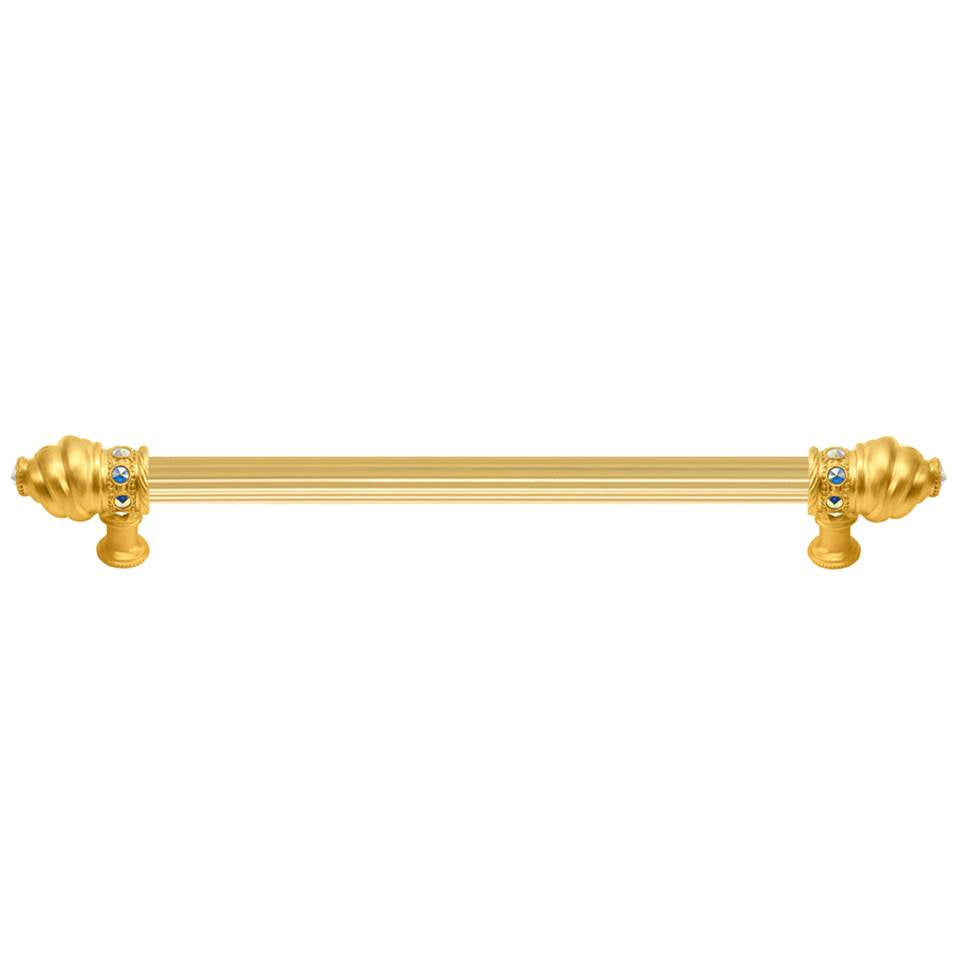 Carpe Diem Hardware - Cache 22'' O.C. (Approximately) With 5/8'' Reeded Center Long Pull With 16 Rivoli Swarovski Aurore Boreale Crystals - Gilded Mercury