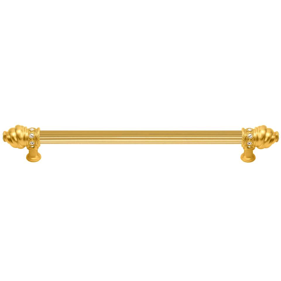 Carpe Diem Hardware - Cache 22'' O.C. (Approximately) With 5/8'' Reeded Center Long Pull With 16 Rivoli Swarovski Clear Crystals In Gilded Mercury. - Gilded Mercury